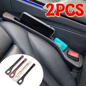 Car Seat Gap Filler Set of 2 with Side Pockets, Universal Car Seat Storage Organizer, Anti-Leak Seat Gap Strip, Automotive Interior Decor