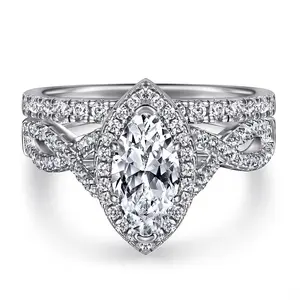 925 Sterling Silver Marquise Zirconia Stackable Wedding Ring Channel Set Baguette Diamond Band Eternal Promise Ring for Women