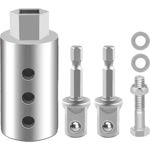 Heavy Duty Trailer Jack Drill Adapter with Cordless Drill, 1/2 to 1 Stainless Steel Socket Adapter Fits Any 1" Drive On Trailer Jack