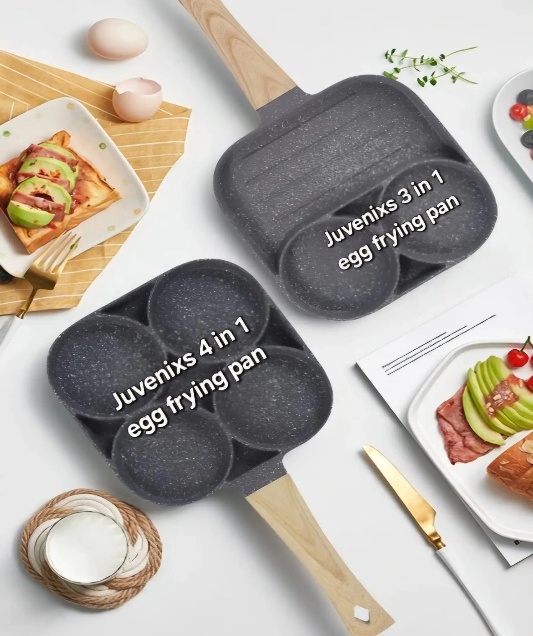 Juvenixs Nonstick Egg Pan – Perfect Skillet for Eggs, Includes Bonus Brush & Spatula Cookware Frying household kitchen caro tecookware