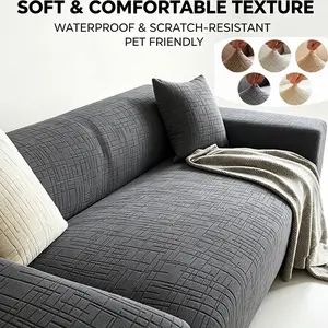 Couch Covers for 1/2/3 Cushion Couch Sofa Pet Friendly,1/2/ 3 Seater Sofa Cover Washable Slipcovers Protector Furniture Covers for Dogs Spandex Jacquard Fabric Small Checks（Gray）