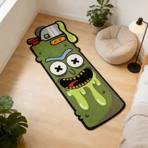 Cartoon pickled cucumber lighter shape sofa area carpet, bedroom bedside strip carpet, home decoration cloakroom plush carpet, e-sports room washable carpet, Print Rug, Cartoon Pattern Rug, Decorative Rug