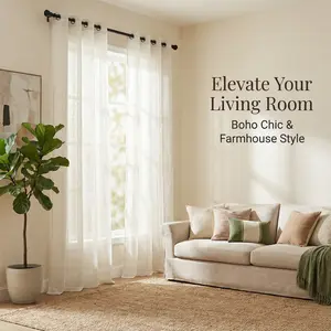 Cozy Curtain 2pcs 52x84 inch Solid Color Window Curtains, Soft Bamboo Gauze Yarn Fabric, Classic Grommet Top Design, Elegant Home Window Drapes for Bedroom Living Room Decoration L12