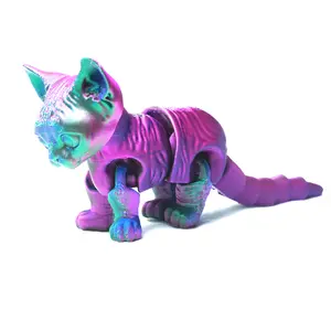 3D printed cat model toys, flexible joint animal doll statues, home and office desk decorations, holiday surprise gifts