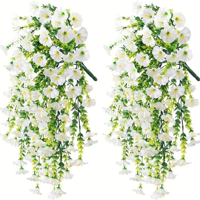 Artificial Morning Glory Vine, 2 Counts/set Fake Flower Vine,faux flower,  Real Artificial Plants, Suitable for Outdoor Home Office Garden Decoration, Suitable for Thanksgiving, Christmas, Halloween, Valentine's Day, and Mother's Day Summervibes