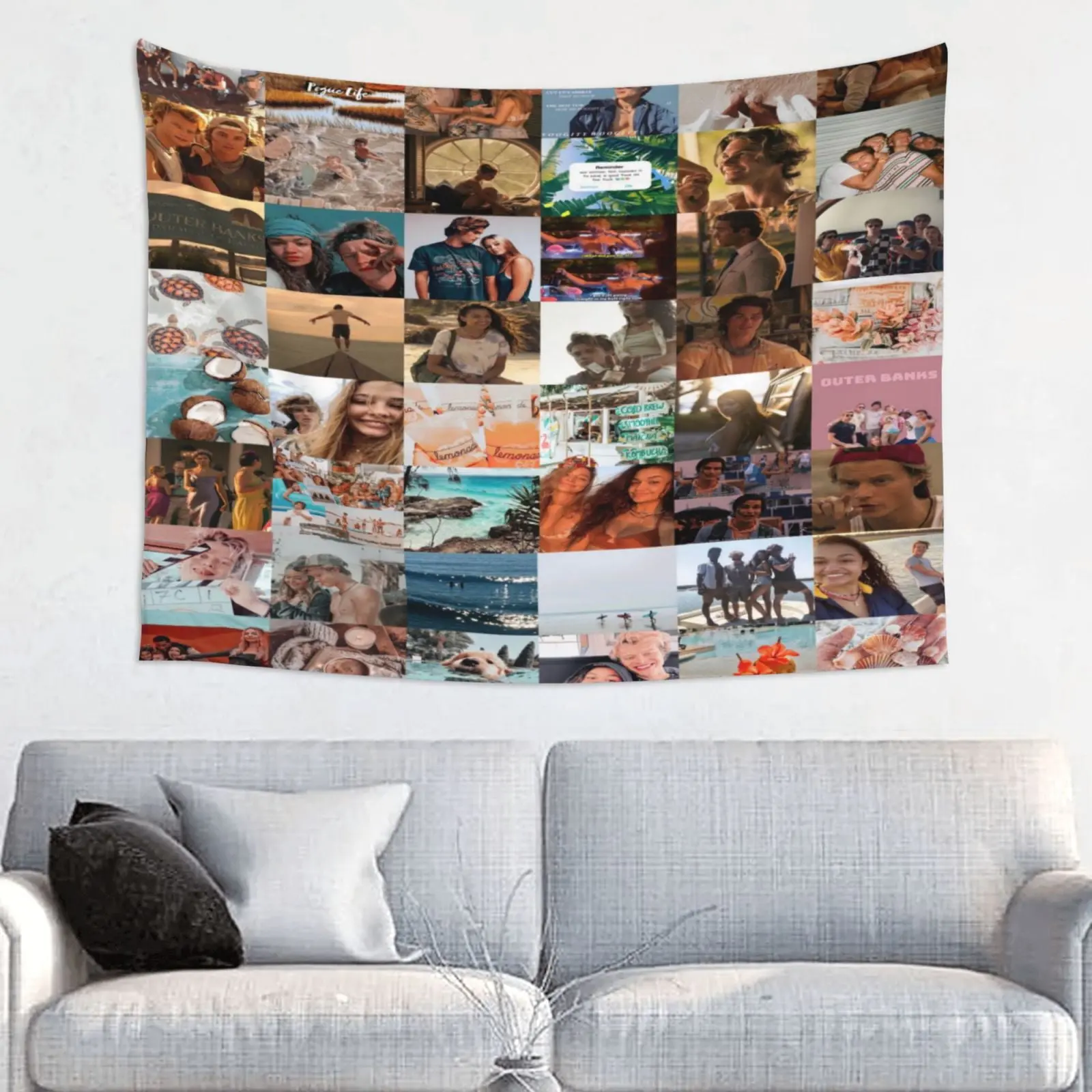 Outer Banks JJ Maybank Decorative Light Cotton-Linen Cloth Tapestry - Wall Art for University Dormitory, Bedroom Home Decoration Gift, Indoors, Print