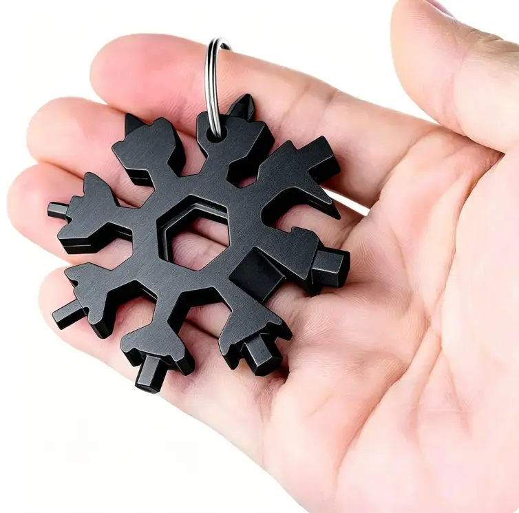 16-In-1 Stainless Steel Snowflake Multipurpose Hand Tool - Portable, Multi-Function Hardware with Flat Cross Screwdriver, Wrench, Bottle Opener - Camping Tools, Male Gifts for Outdoor Use