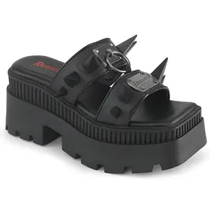 Demonia Wrath-13 Black Vegan Leather Sandals