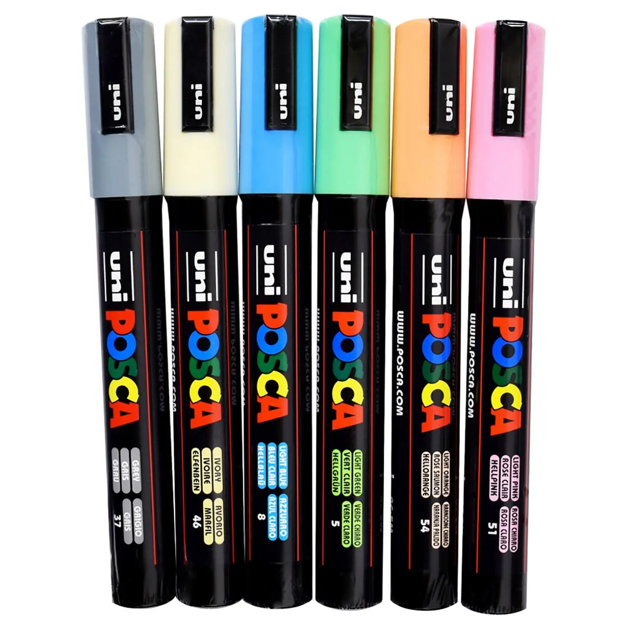 Posca Paint Marker Medium PC-5M Set of 6, Pale Colors