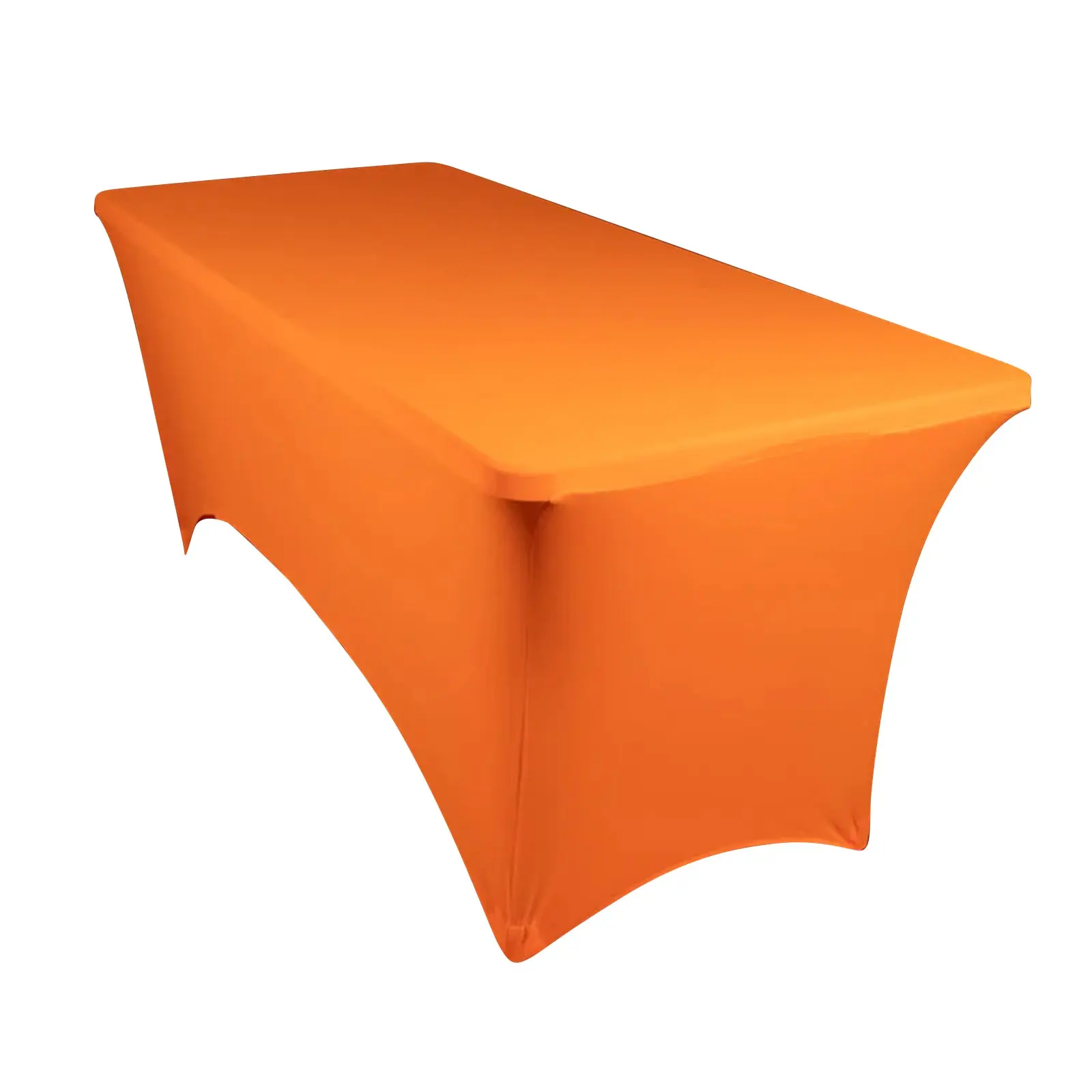 Neon Orange Solid Fitted Spandex Tablecloth - 6ft Rectangle, Wrinkle-Free, Iron-Safe, Contemporary Modern Fitted Look Table Runner for Home, Party Supplies