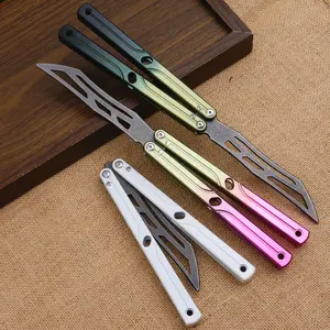 Aluminum Alloy Butterfly Trainer Balisong Safe Non-Sharp Blade Flip Toy Folding Pocket EDC Tool for Outdoor Activities