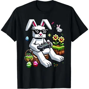 Happy Easter Day Bunny Egg Video Game Mens Gamer T-Shirt
