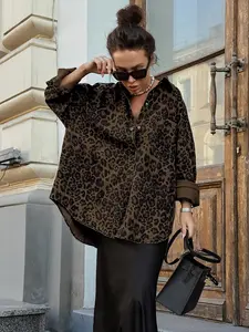 Retro Leopard Print Versatile Turn-down Collar Long Sleeve Casual Jacket 2026 European and American Autumn Fashion New Style for Women