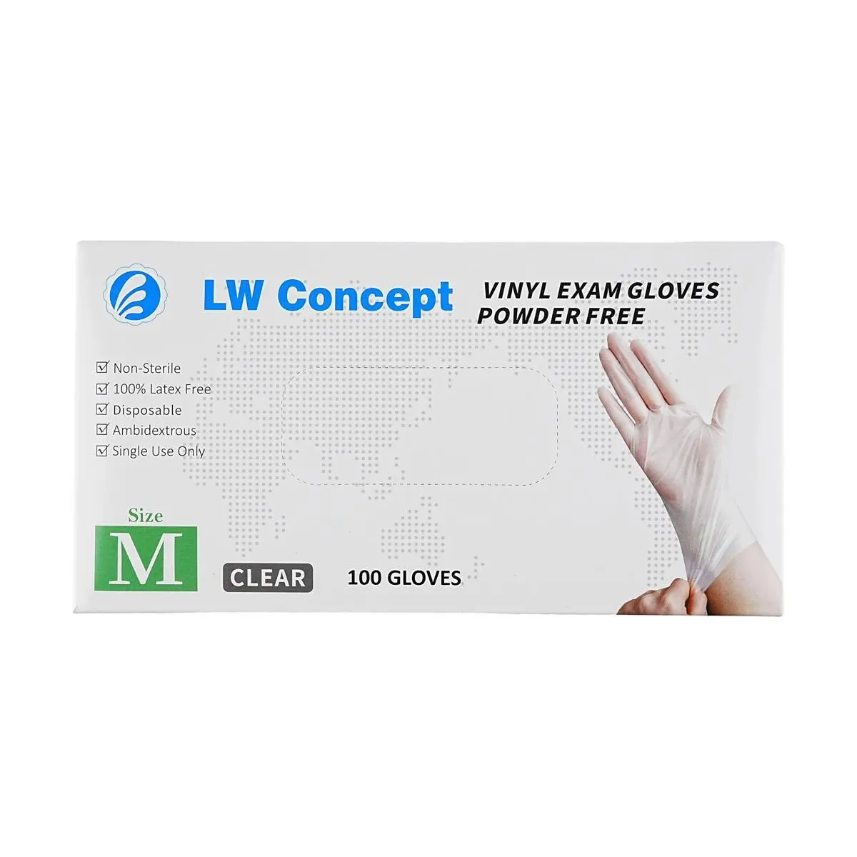 LW Concept Disposable Gloves for Kitchen Food Prep - Clear, Medium (M) Size, 5g, 4.5mil, 100 Count - Food Safe & Protective