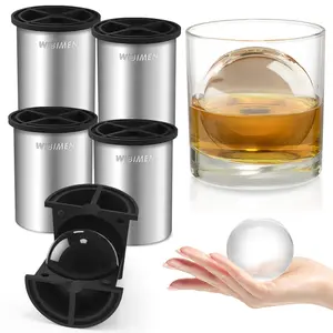 WIBIMEN Clear Ice Ball Maker – Multi-Size Round Ice Molds for Whiskey, Cocktails, and Party Drinks