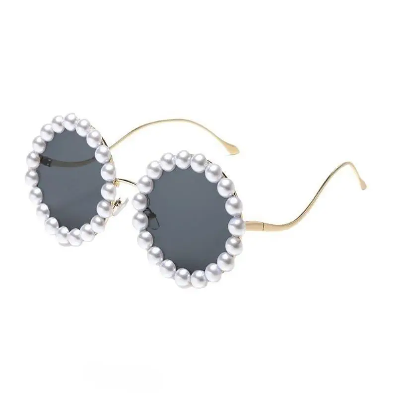 Women's Elegant Sunglasses with Beaded Inlay, Lightweight Fashion Eyewear with UV400 Lens for Casual Wear, Pearl Inlay, Comfortable, Female, Full Pearl Inlay