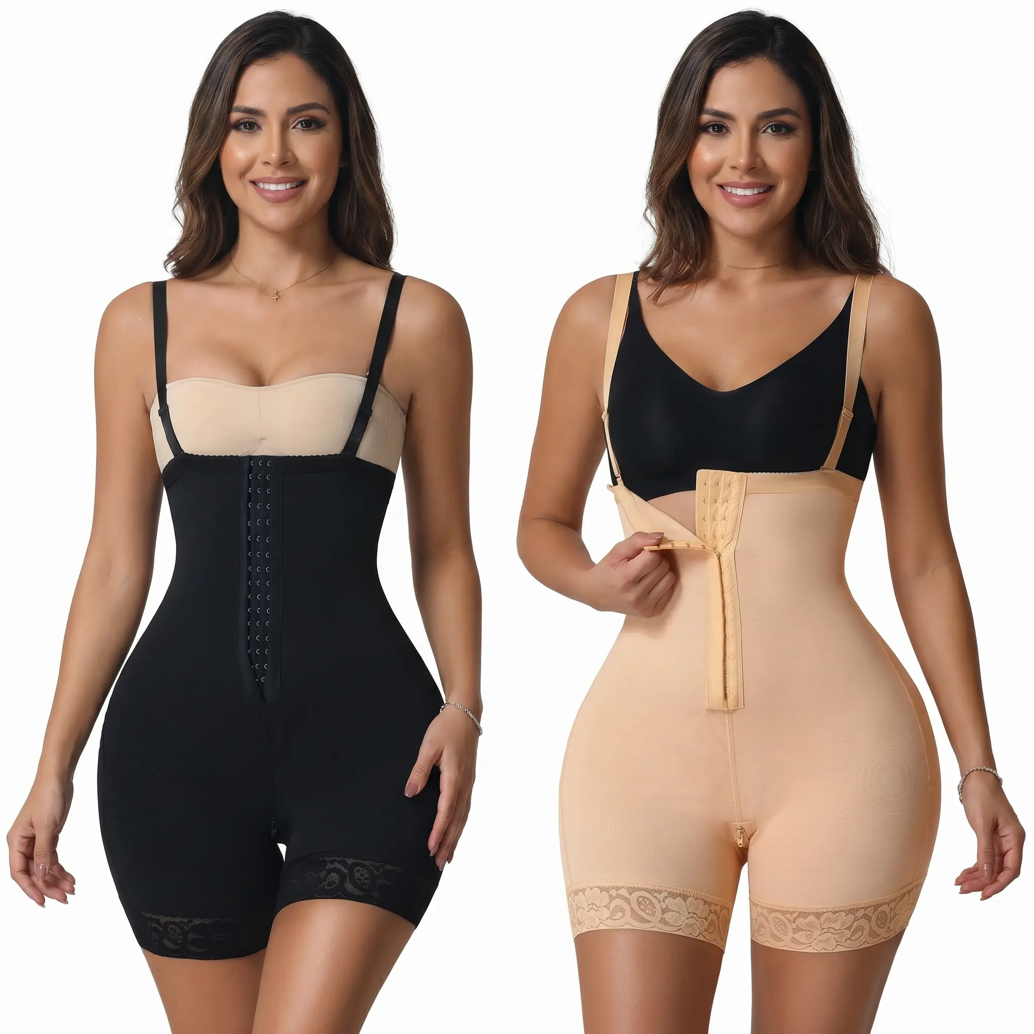 S-6XL Lady's Colombian High-Waist Shapewear Bodysuit, 360° Sculpting Compression Faja, Tummy Control Post-Surgery Full Shaper, Butt Lifter with Zipper Crotch, Casual Comfy Girdle Corset