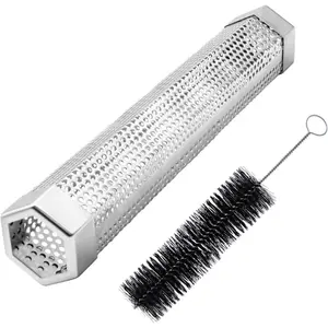 [Limited time deal] Smoker Tube, Smoker Tube with Brush, BBQ Wood Pellet Tube Smoker, Smoke Tube Smoker for All Grill, 12 inch