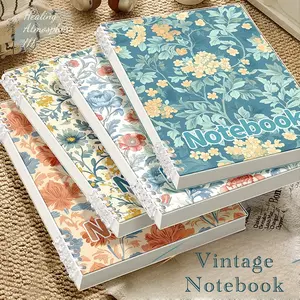1pc A5/B5 Notebook Vintage Floral Art Style Loose-Leaf Journal | Blue, White, Yellow, Red | High Aesthetics, Thickened Notebook for School, Work, Office, Journal Perfect for Daily Notes & Creative Journaling, Travel Diary Notebook