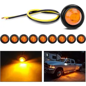 Nilight 10 PCS 3/4 Round Clearance LED Front Rear Side Indicator Bullet Marker Light for Truck RV Car Bus Trailer Van Caravan Boat (12V, Amber) Lightbar