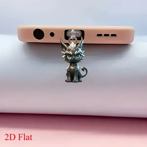 2D Acrylic Creative Dragon Phone Dust Plug, Fits iPhone Type-C Android Phones Tablets AirPods Charging Port Decor Charm, Phone Decoration