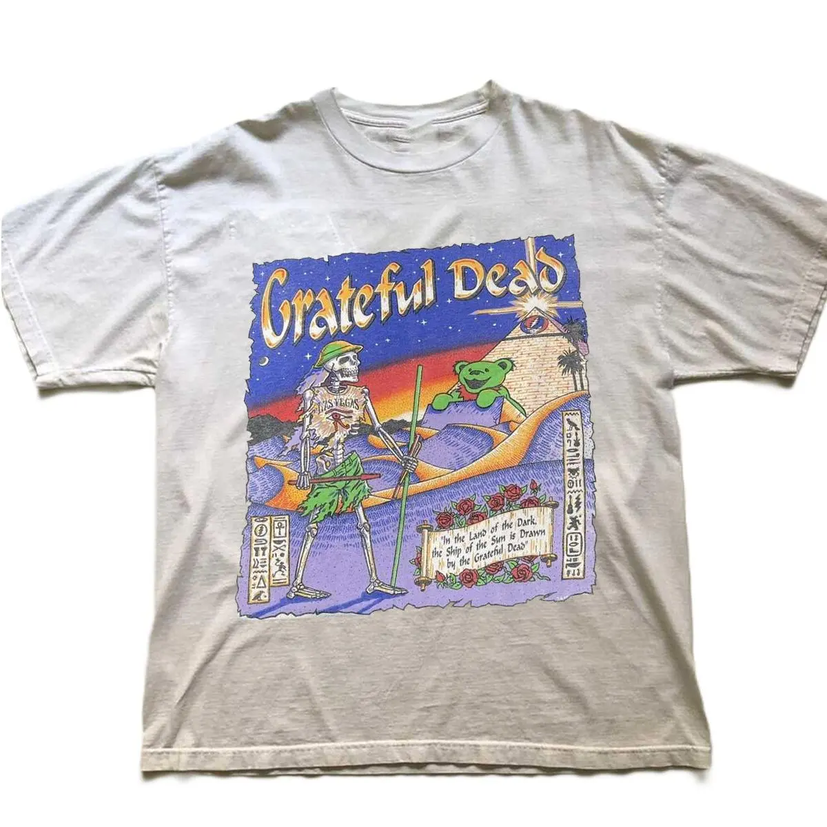 Vintage 94 Grateful Dead Las Vegas T-shirt Colorful Dead One Side Unisex Cotton Menswear Top Tee