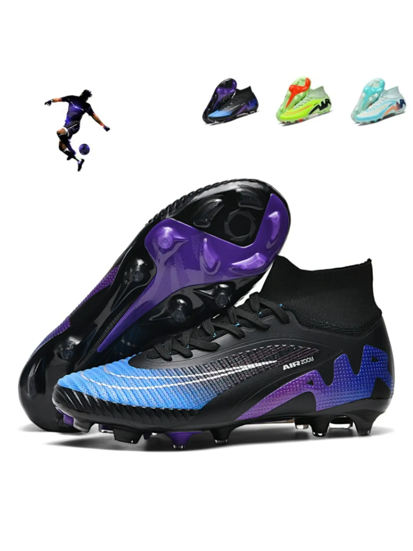 Men's and Women's High-Top Seamless Soccer Shoes, Soccer Cleats, Football Shoes, Sports Shoes, Turf Shoes for Outdoor Use, Slip-Resistant and Durable with Super Grip Support, Trendy and Stylish Soccer Footwear
