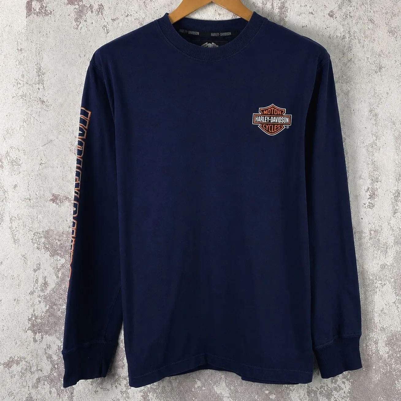 Harley-Davidson Long Sleeve Graphic Shirt, Motorcycle Logo Crewneck Tee, Casual Unisex Biker Style Top A