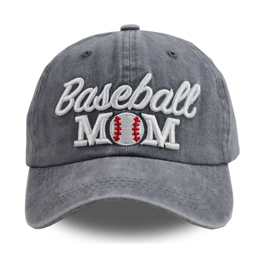 Women's Adjustable Soft Cotton Baseball Cap Hats - Vintage Washed Distressed Design, Baseball Mom Embroidered, All-Day Ease, Relaxed Feel, Soft Cotton, All-Day Ease, Vintage Washed Look Feels Relaxed, Casual Hat, Cotton Cap