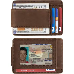 Genuine Leather Front Pocket Money Clip Wallet
