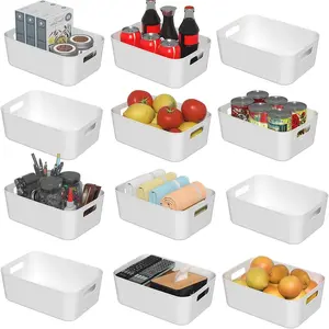 12-pack Plastic Storage Boxes, Multi-purpose White Storage Boxes, Suitable for Cabinets, Pantry, Drawers, Wardrobes, Countertops Or Shelves