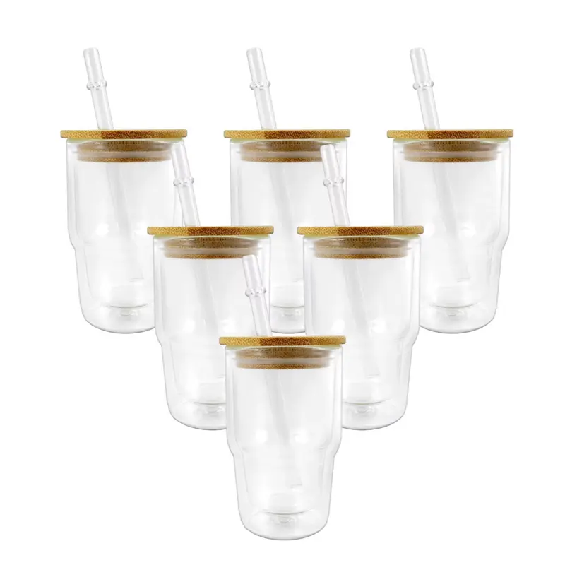 3 Oz Shot Glass Double Wall Drinkware with Bamboo Lid