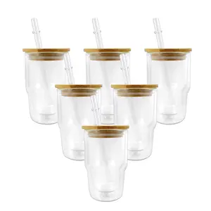 3 Oz Shot Glass Double Wall Drinkware with Bamboo Lid