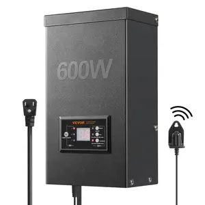 【Summervibes】VEVOR 600W Landscape Transformer,  Timer & Photocell Sensor Equipped, Weatherproof Outdoor Lighting Converter, 120V AC to 12V/14V AC, Ideal for Exterior, Spotlight, Pathway, Pool Lighting, ETL Certi