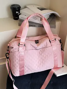 Large capacity travel tote bag, solid color and clean color tote bag, hardware zipper, fashionable and versatile, casual and simple, suitable for college students, campus, back to school, business trips, fitness, men's and women's tote bags, Go Bag