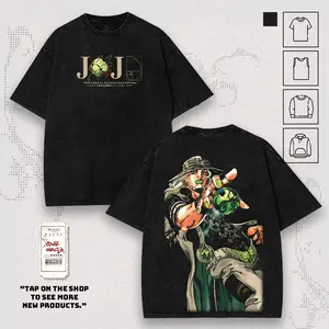 Gyro Zeppeli JoJo Steel Ball Run Anime Oversized T-Shirt for Men Vintage Graphic Tee Wash Streetwear Menswear Sweatshirt & Heavyweight Hoodie Retro Tanktop Unisex
