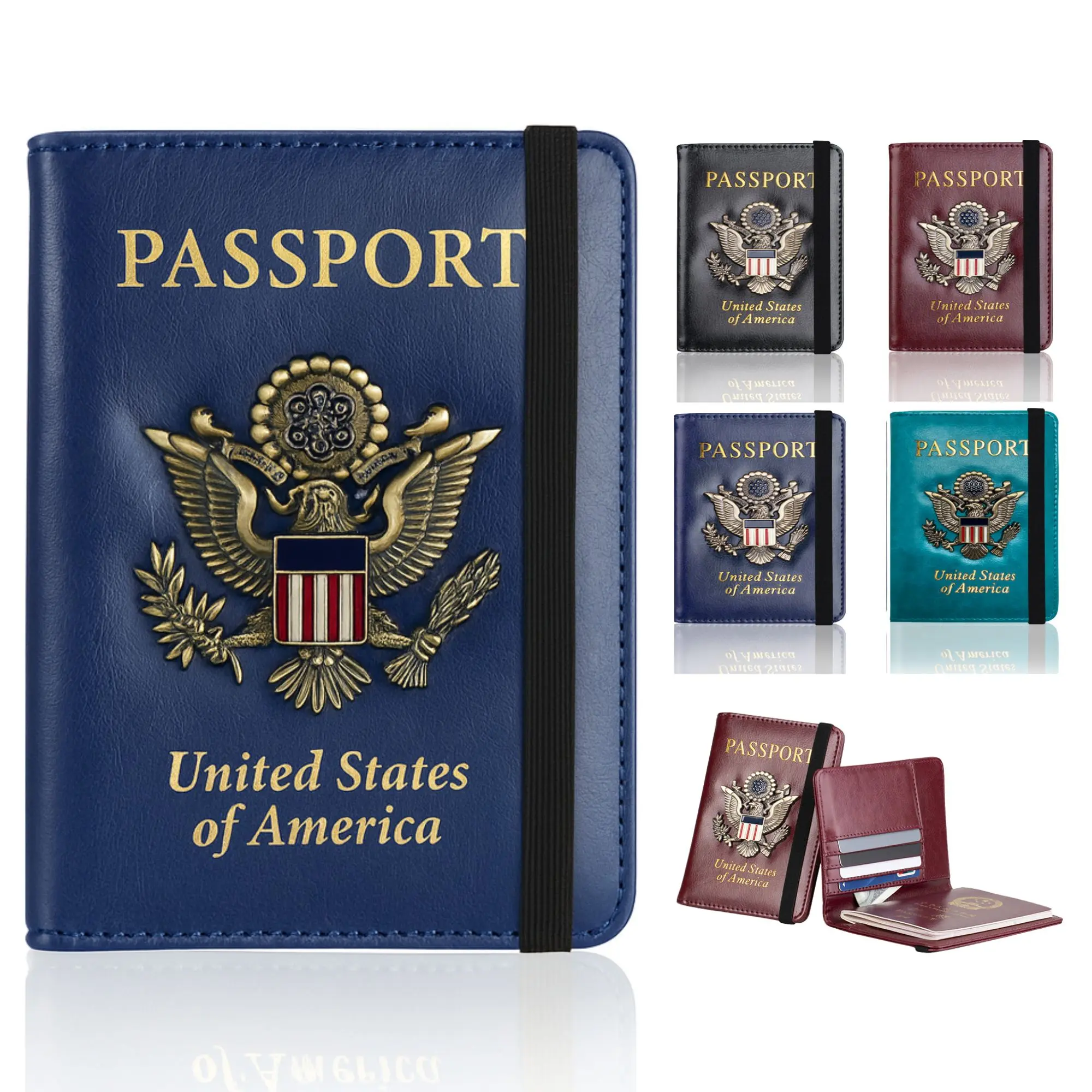 Ciana Chic Slim Faux Leather Passport Holder - Sturdy RFID Blocking Document Organizer with Business Card Holder, Travel Accessories, Elegant, Elastic, Durable Passport Holders & Covers