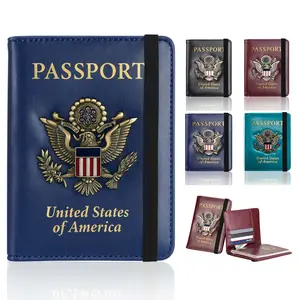 Ciana Faux Leather Passport Wallet with RFID Blocking & Elastic Strap 5.75x4.0x0.25 inches Travel Document Holder for Passport Vaccination Cards & Boarding Passes