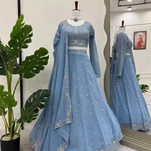 Womenswear ElegancePremium Lehnga Elegant Piece in Sky Blue Color with Intricate Design