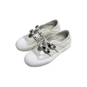Cool style rivet Mary Jane shoes for women, 2026 spring/summer new model, genuine leather with metal buckle, casual versatile Velcro sneakers