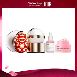 INIA SPHERA & PDRN Peptide Repair Skincare Bundle – RF & LED Anti-Aging Facial Device with EMS Microcurrent, Red Light & Cryo Cooling for Lifting & Firming, Plus Peptide Cream & Serum for Deep Repair & Hydration.,Mother's Day Special Gift