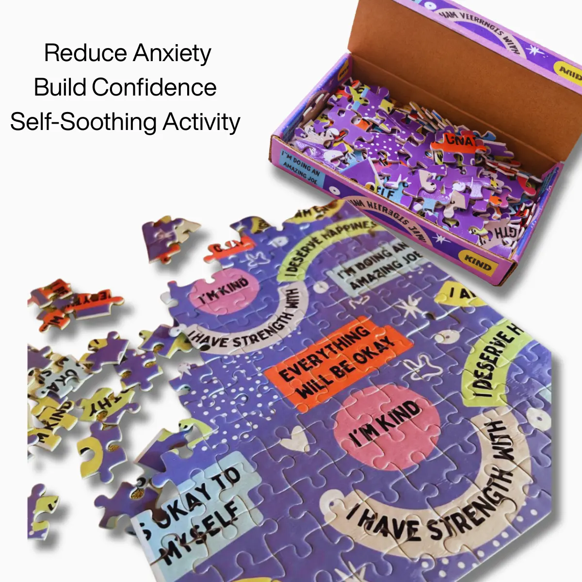 Affirmation Puzzle-Therapist Designed for Self-Esteem, Self-Soothing, and Confidence Building 120-Piece Mindfulness Tool to Decrease Anxiety and Depression High-Definition Sublimation Printing Bright Vibrant Colors Handmade in the USA