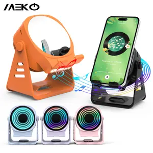 MEKO Induction Speaker with Phone Stand 5 in 1 Wireless Induction Bluetooth Audio for iPhone Tablet  Speakers Amplifier with Rechargeable Colorful Light, Mirror,Birthday Gifts for Men Women Teens