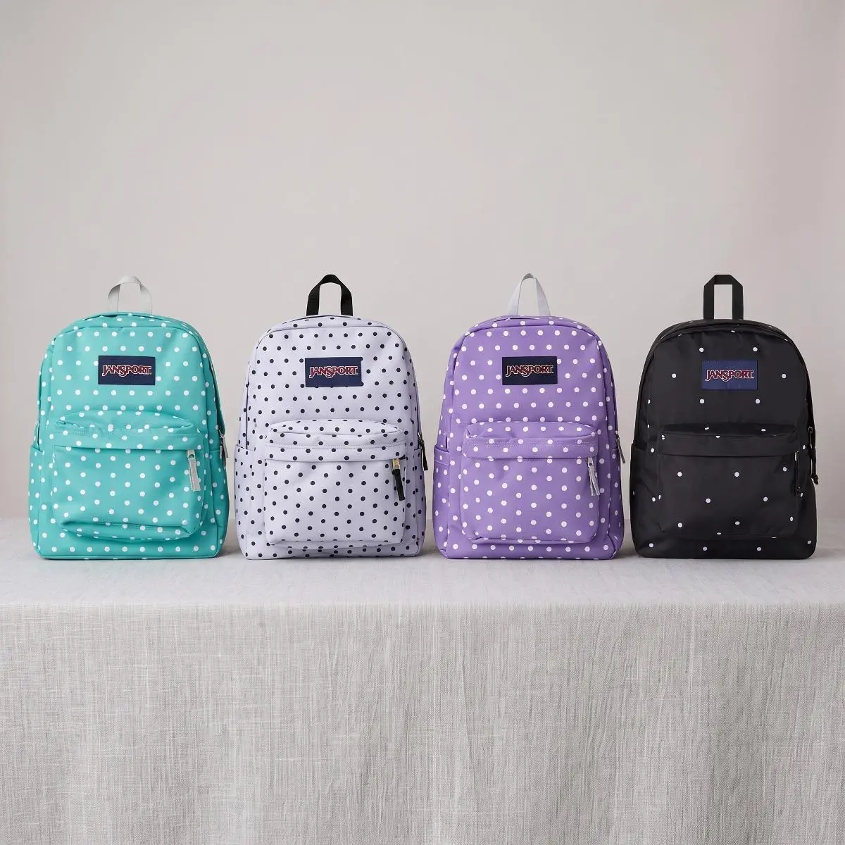 JanSport Polka Dot Print Backpack, Cute Dot Pattern Lightweight School Backpack for Girls Teens Casual Travel Daypack