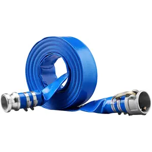 VEVOR Pool Drain Hose, Summervibes,Summervibes, 2 inch by 50 ft, Durable PVC Material, Includes Aluminum Camlock C & E Connectors and Clamps, Fits Pumps and Sand Filters, Ideal for Pool Water Removal, Blue