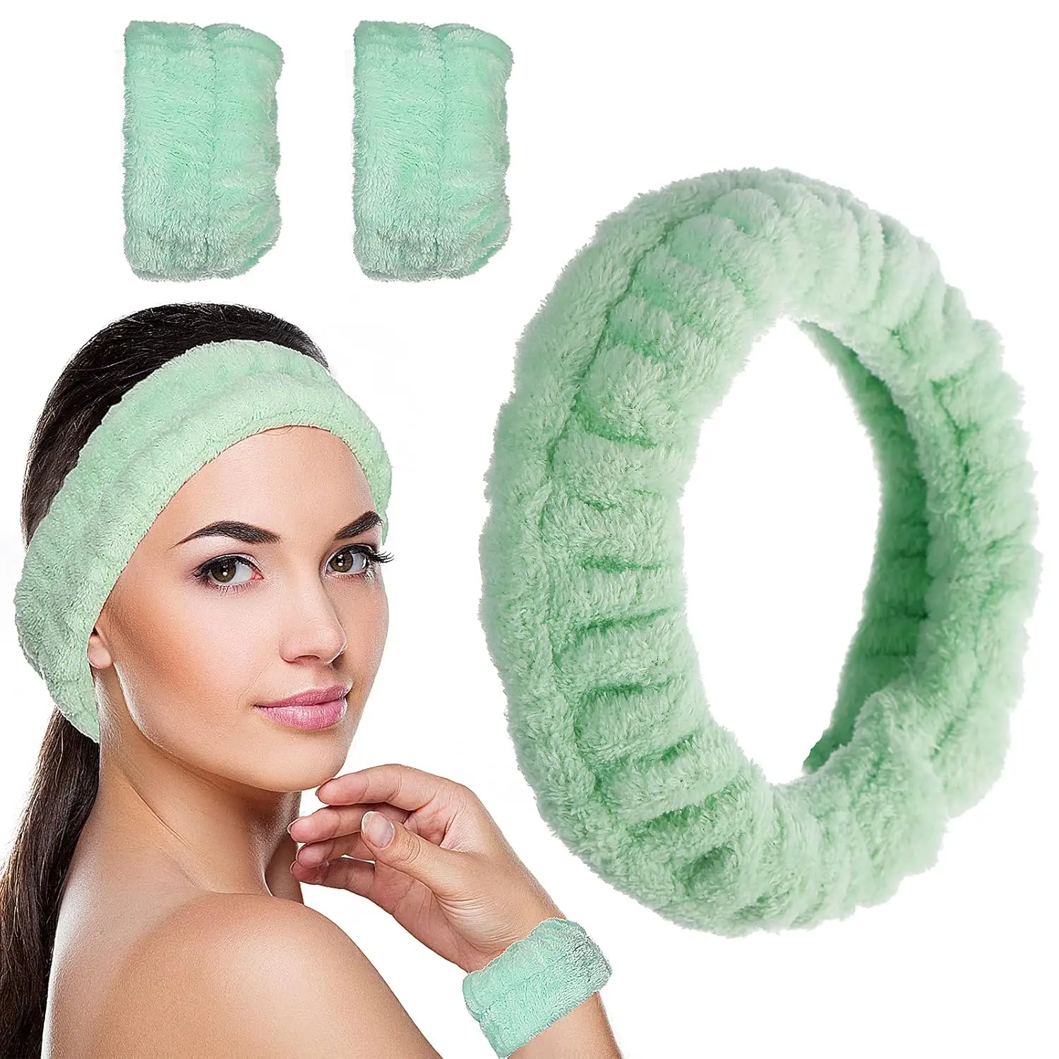 Women's Soft Spa Headband with Matching Microfiber Wristbands - Luxurious Facial Makeup Hair Accessory, 2024 TikTok Viral Fashion Accessory, Soft Headband