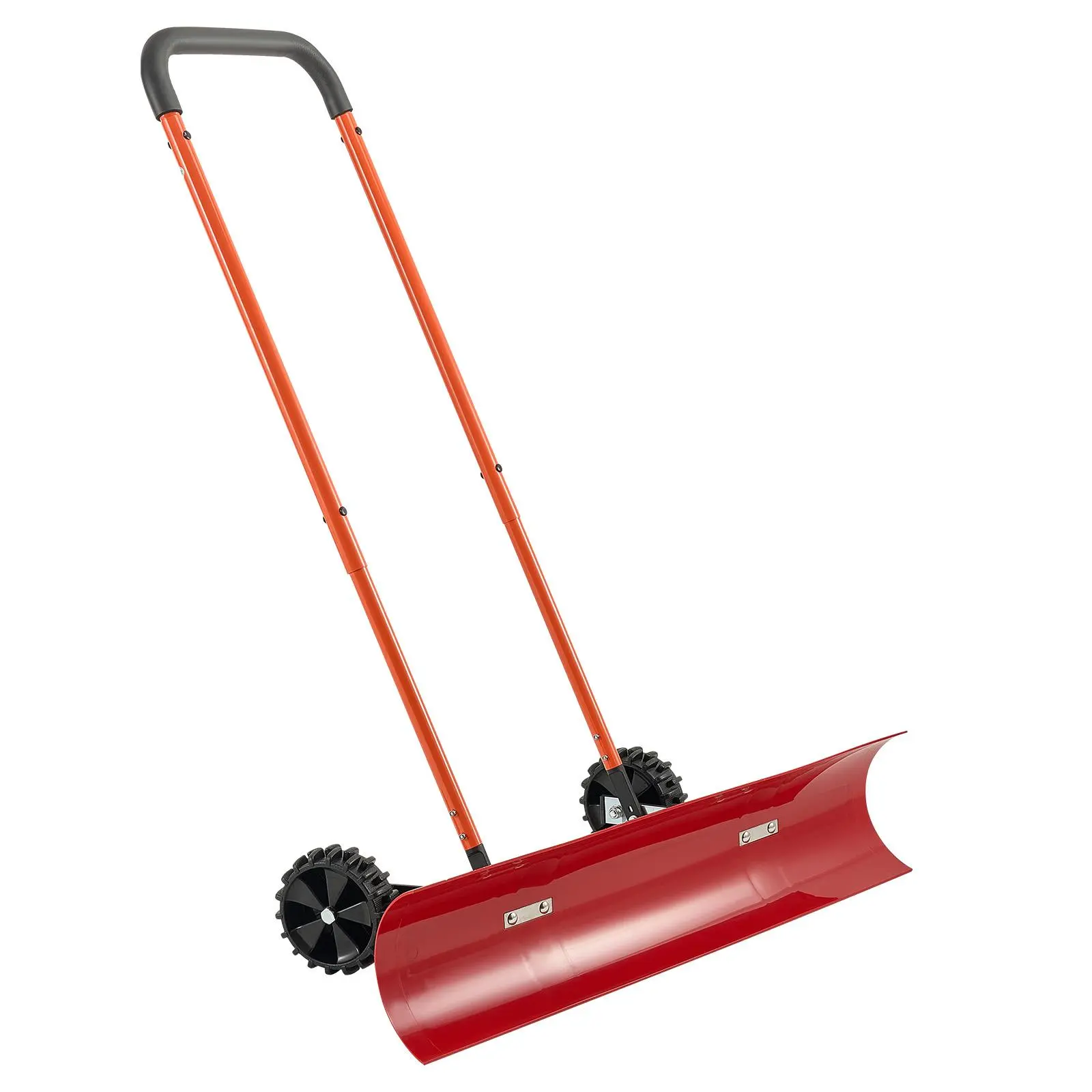 【summerfinds】VEVOR Snow Pusher Shovel with Wheels, 37.8 in Wheeled Snowplow Shovel with Bi-Directional Angled Blade & 90° Adjustable Handle, Durable Plastic Winter Shovels, Portable Snow Removal Tool for Driveway