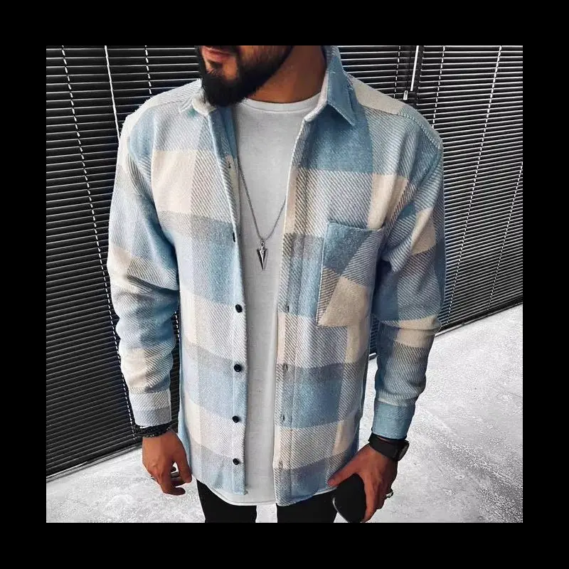 Lightweight Flannel Men's Plaids Shirt Button Down Shacket Casual With Pockets Collar Menswear Collar Tops Overshirt Sleeve Hem Polyester Lightweight Flannel Men's Plaids Shirt Button Down Shacket Casual With Pockets Collar Menswear Collar Tops Overshirt Sleeve Hem Polyester