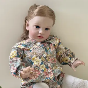 Pippa 26 Inch Reborn Toddler Girl Doll Handmade Soft Cloth Body Vinyl Limbs Lifelike Newborn Baby Doll with Deep Blonde Hair Birthday Gifts For Kids Reborndoll Collectible Dolls