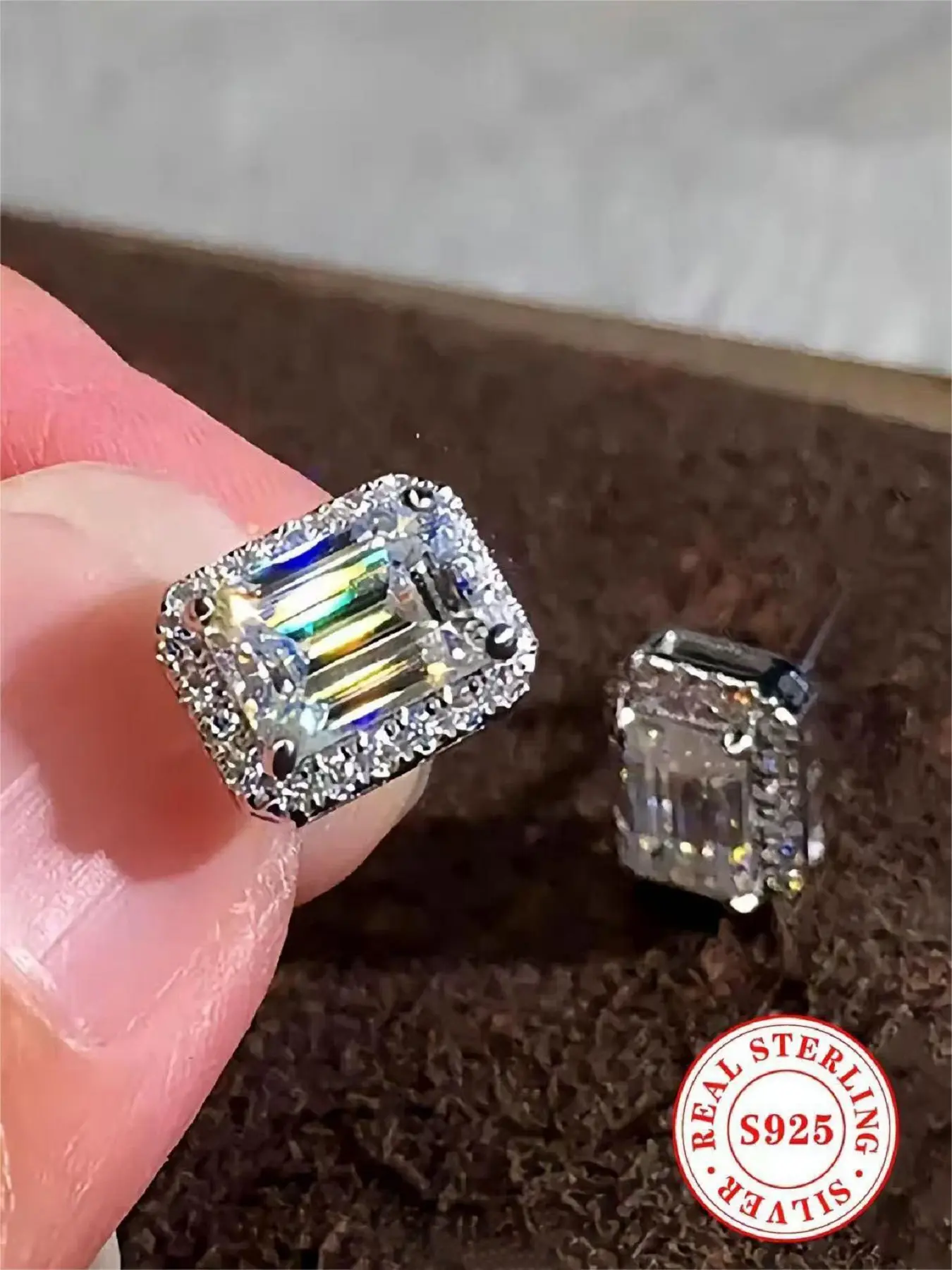 S925 Sterling Silve moissanite earrings - Shining halo design, low allergenic, luxury boutique jewelry for women, the perfect gift for anniversary, Stud Earring Jewelry